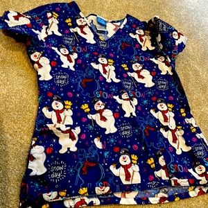 Frosty the snowman scrub top